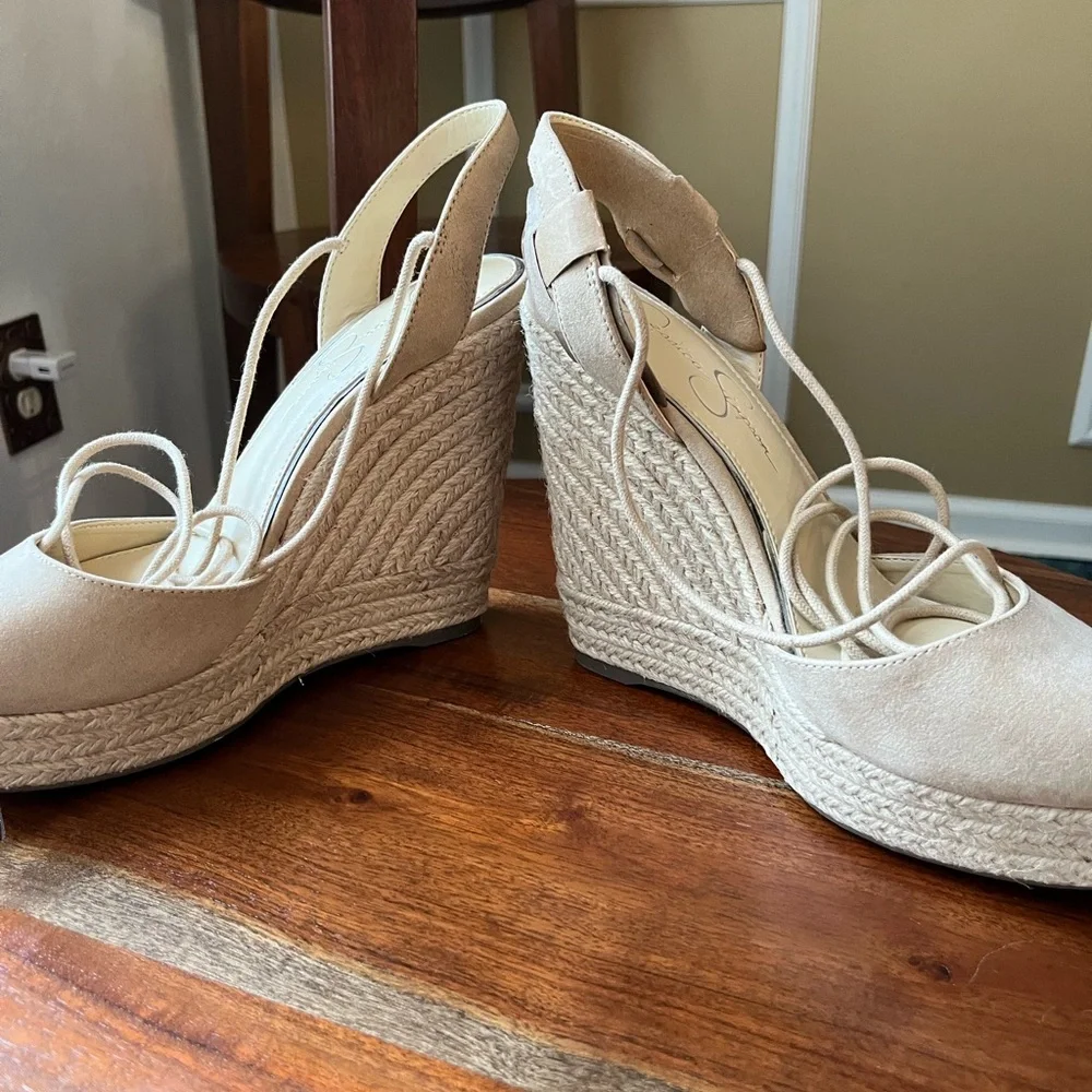 Jessica Simpson Beige Espadrille Platform Lace-Up Zilkio Sandal
